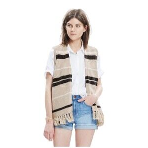 Madewell Women’s Coastward Fringe Sweater Vest size XS/S NWOT Cotton Blend